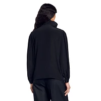 Lisandro Ruffle-Neck Silk Shirt