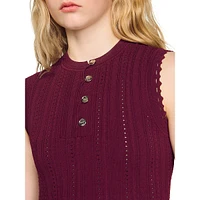 Isla Pointelle Knit Sleeveless Cropped Sweater