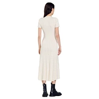 Milo Short-Sleeve Mixed-Stitch Knit Midi Dress