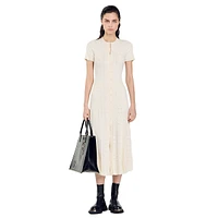 Milo Short-Sleeve Mixed-Stitch Knit Midi Dress