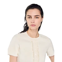 Lollia Ruffled Short-Sleeve Cropped Cardigan