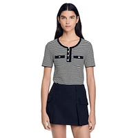 Celeste Short-Sleeve Henley Sweater