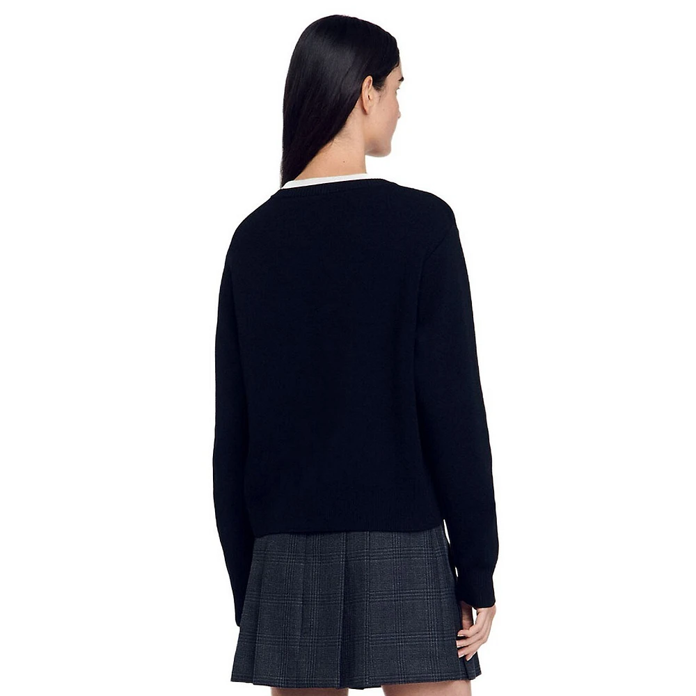 Nimbus Wool-Blend Contrast-Collar Sweater