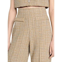 Bardem High-Waist Wide-Leg Tweed Dress Pants