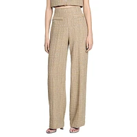 Bardem High-Waist Wide-Leg Tweed Dress Pants