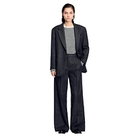 Felix Virgin Wool Plaid Wide-Leg Dress Pants