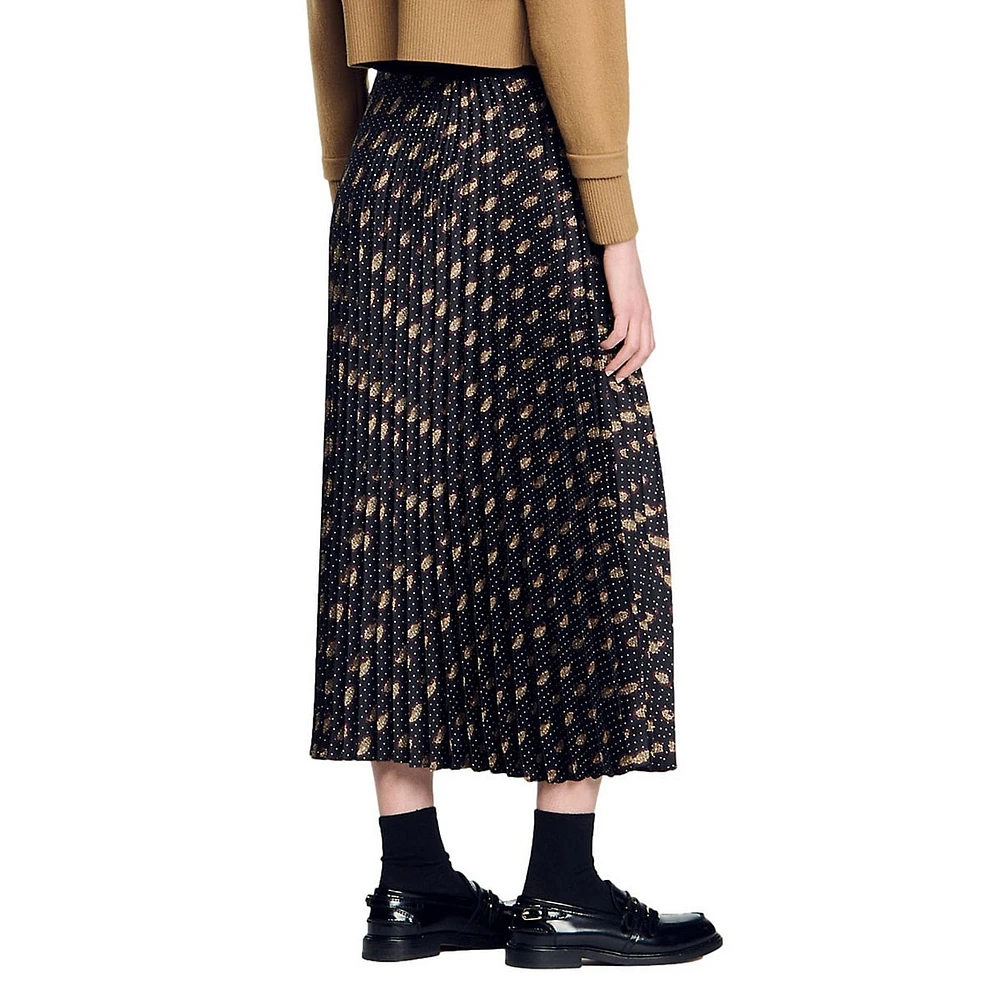 Helena Pleated Paisley Midi Skirt