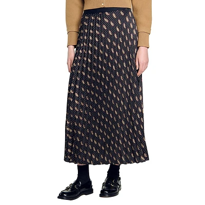 Helena Pleated Paisley Midi Skirt