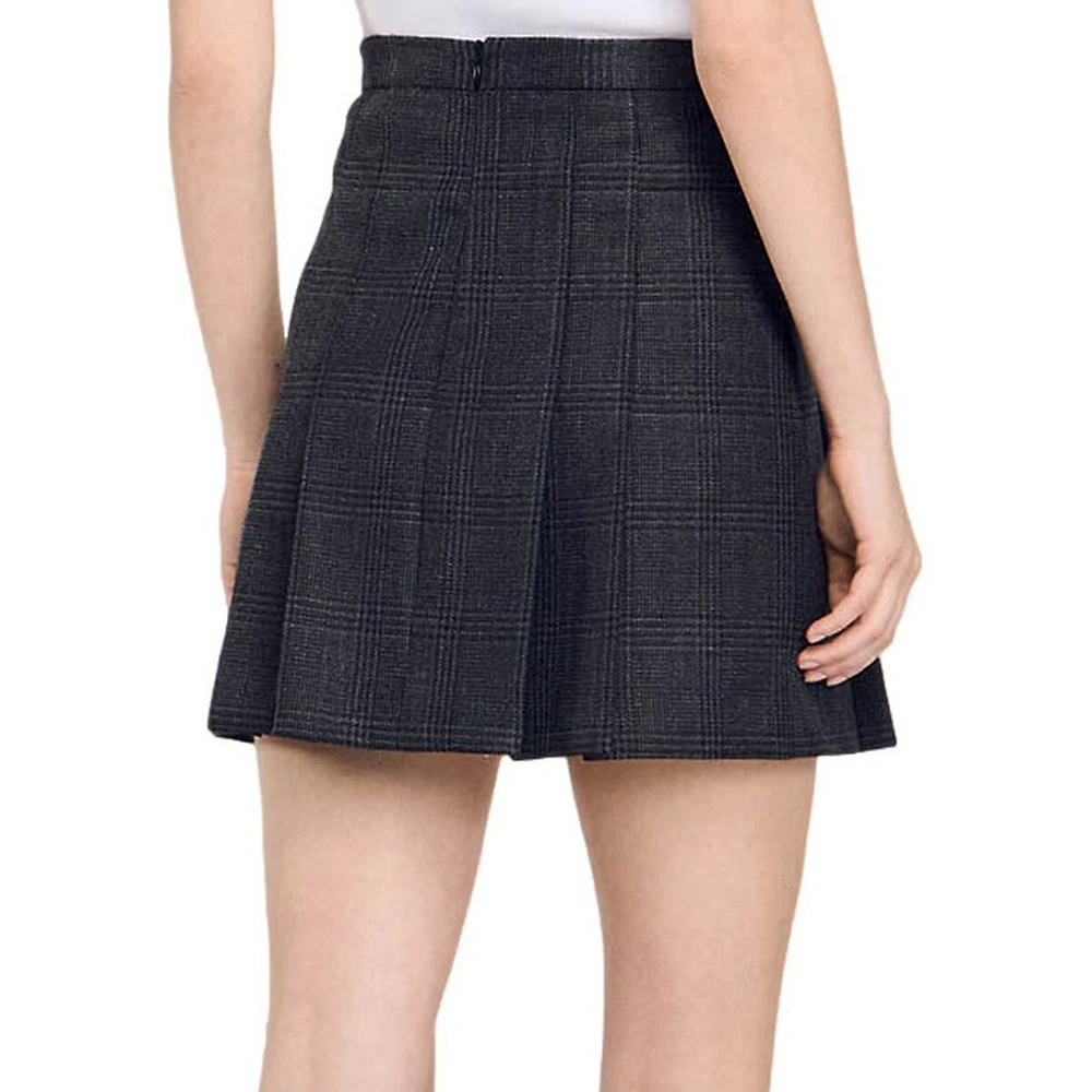 Felicite Check Wool Pleated Mini Skirt