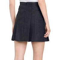 Felicite Check Wool Pleated Mini Skirt