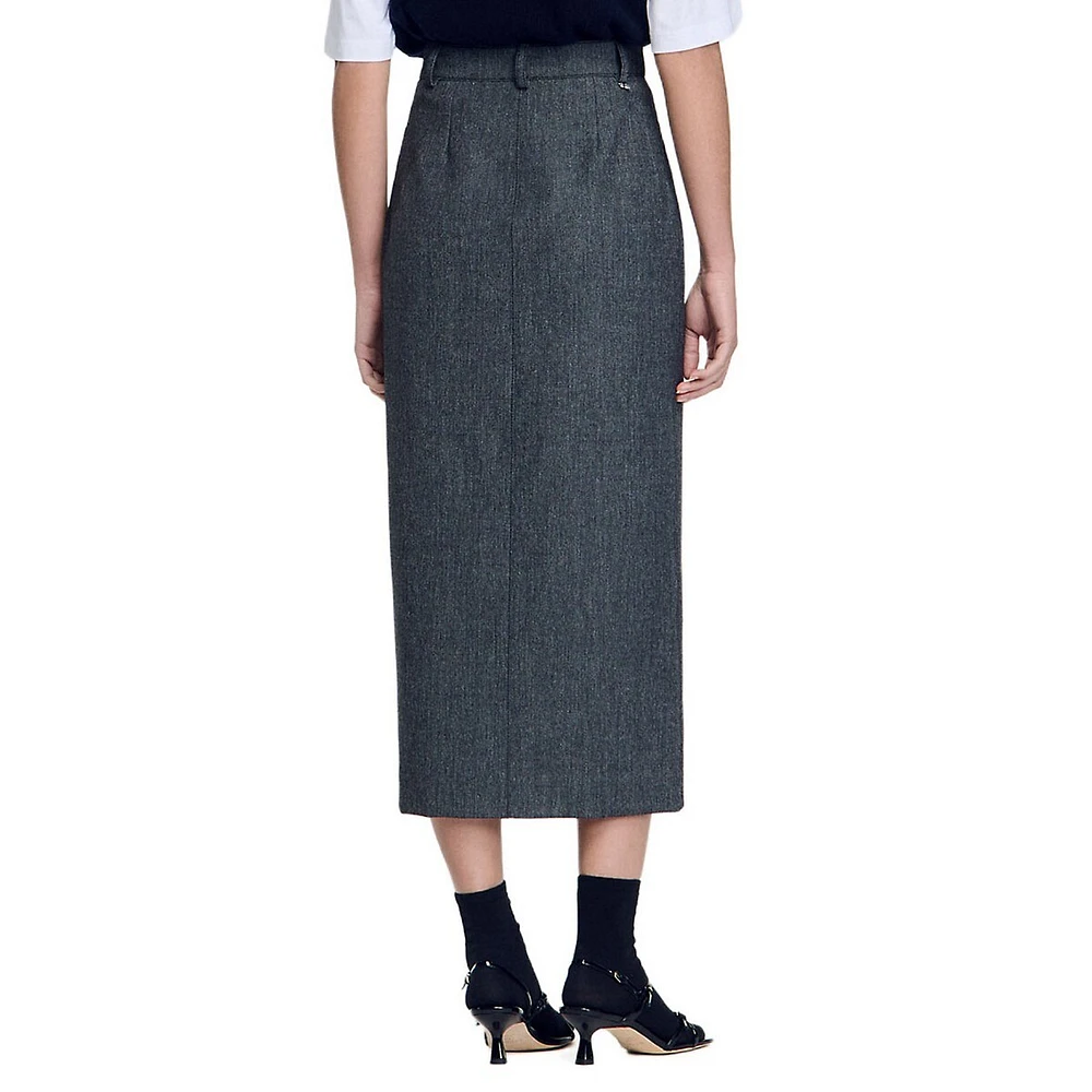 Fiona Front-Slit Midi Skirt