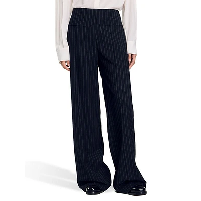 Levallois Pinstriped Wide-Leg Dress Pants