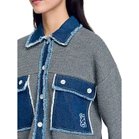 John Mixed-Media Collared Cardigan