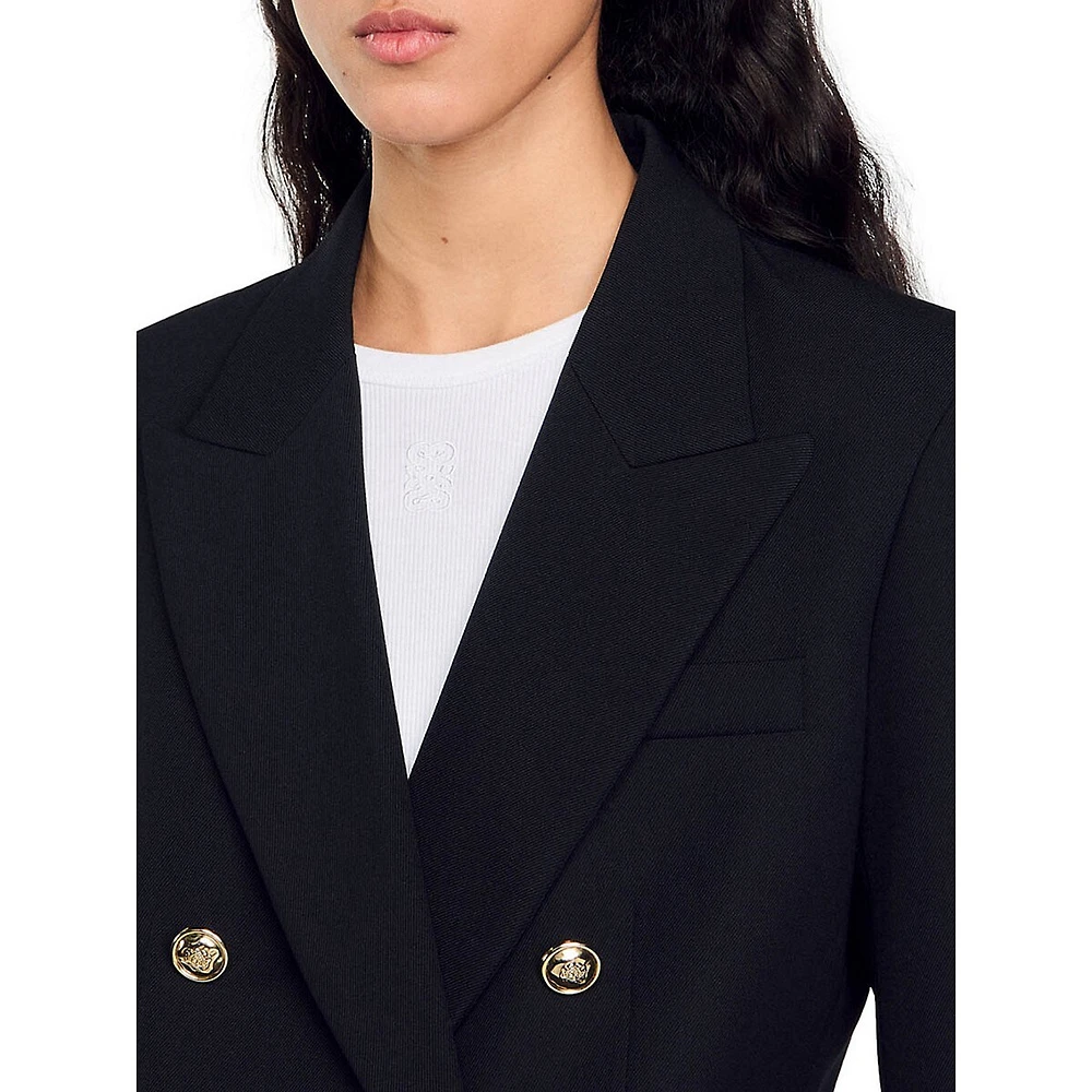 Toscane Wool-Blend Double-Breasted Fitted Blazer