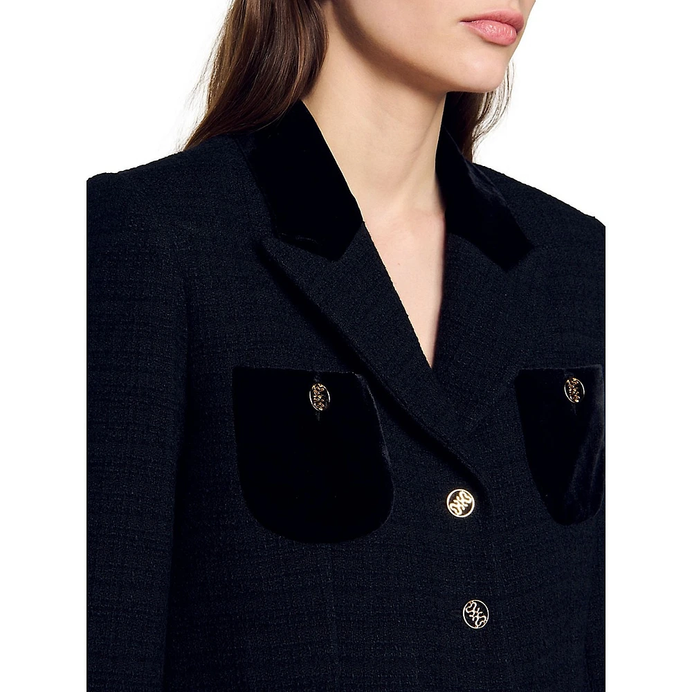 Victoria Velvet & Tweed Cropped Jacket