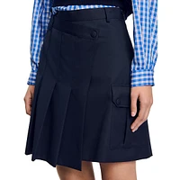 Pavela Wool-Blend Asymmetric Pleated Mini Skirt