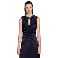 Iceberg Embellished Ruched Keyhole Dress