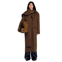 Uma Scarf-Collar Long Wool Coat