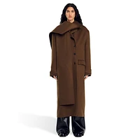 Uma Scarf-Collar Long Wool Coat