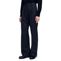 Affleck Pleated Embellished Wool Dress Pants