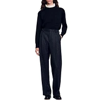 Affleck Pleated Embellished Wool Dress Pants