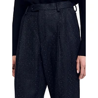 Affleck Pleated Embellished Wool Dress Pants