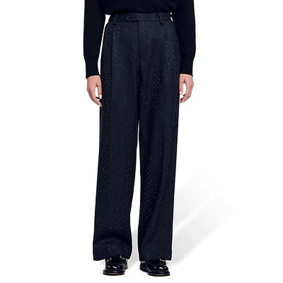 Affleck Pleated Embellished Wool Dress Pants