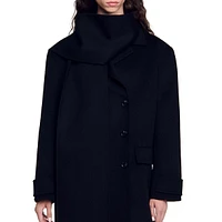 Uma Scarf-Collar Long Wool Coat