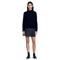 Alex Beaded-Ruffle-Neck Wool & Cashmere Sweater