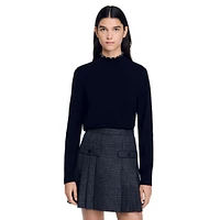 Alex Beaded-Ruffle-Neck Wool & Cashmere Sweater