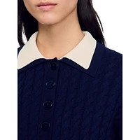 Fred Relaxed Cable-Knit Polo Sweater