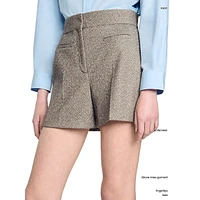 Aure Rhinestone-Embellished Herringbone Shorts