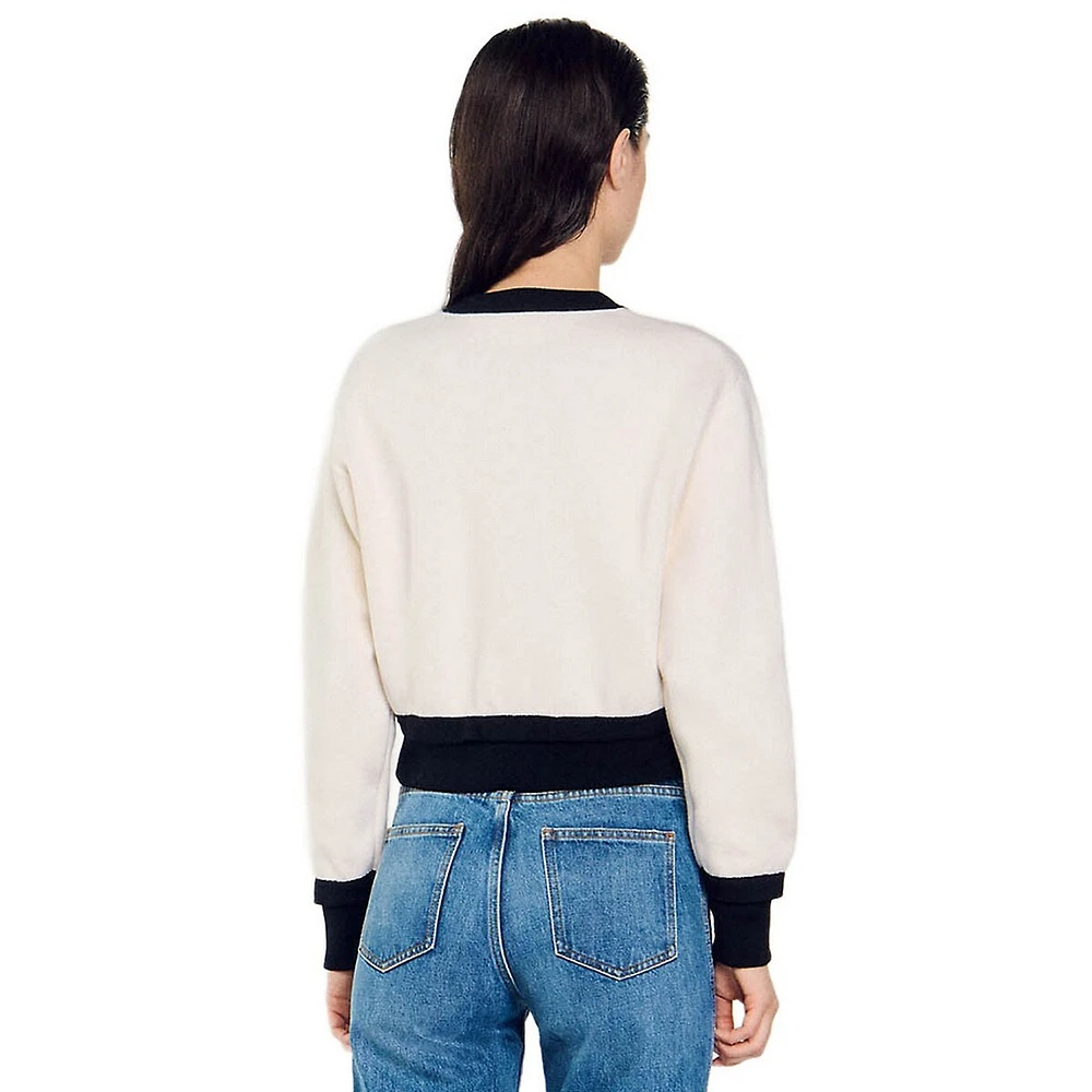 Monaco Wool-Blend Contrast Crop Cardigan