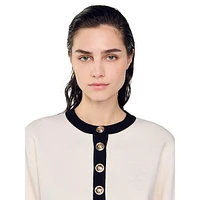 Monaco Wool-Blend Contrast Crop Cardigan