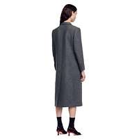 Wool-Blend Double-Breasted Midi Coat