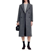 Wool-Blend Double-Breasted Midi Coat