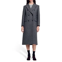 Wool-Blend Double-Breasted Midi Coat