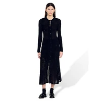 Percy Openwork Velvet Long-Sleeve Midi Dress