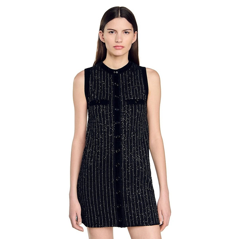 Suri Sleeveless Shimmer-Knit Dress