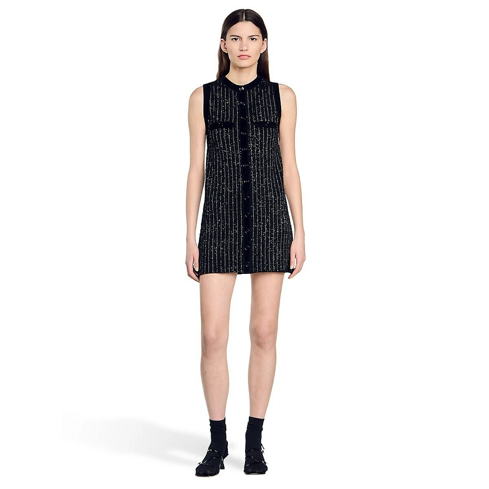 Suri Sleeveless Shimmer-Knit Dress