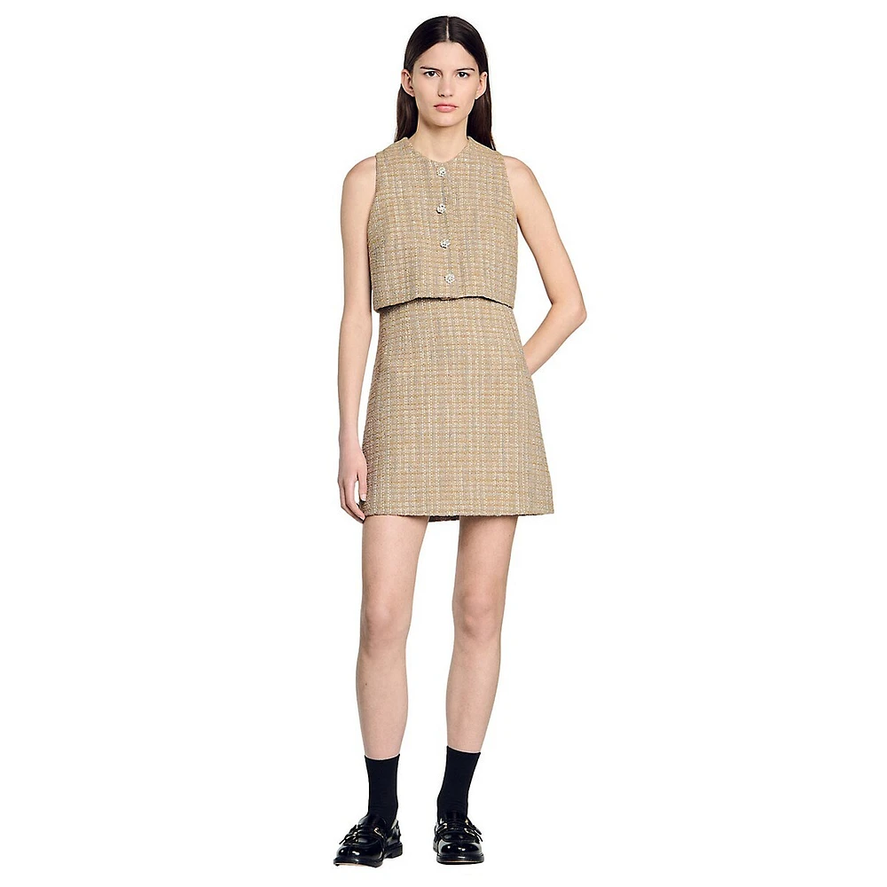 Penelope Layered-Effect Tweed Dress