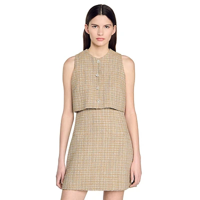 Penelope Layered-Effect Tweed Dress