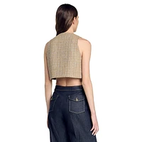 Javier Sleeveless Tweed Button Top