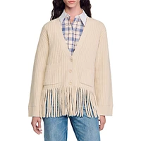 Zoe Wool & Cotton Fringed Cardigan