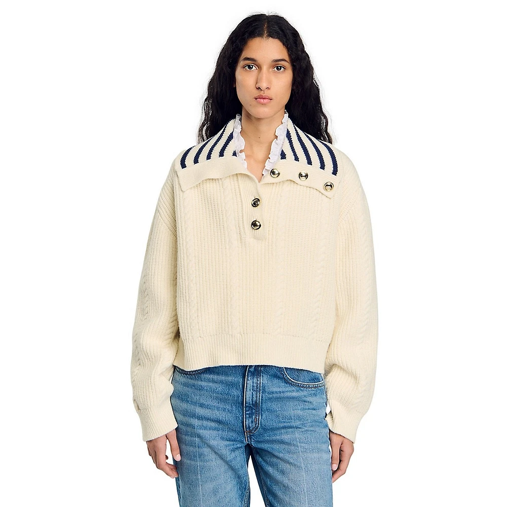 Arthus Wool-Blend Striped Sailor-Neck Sweater