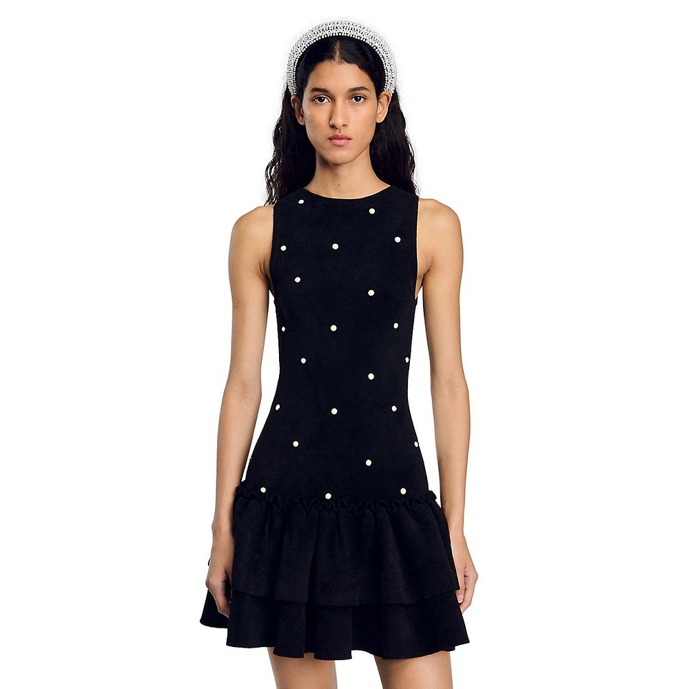 Emma Sleeveless Embellished Knit Short Dress