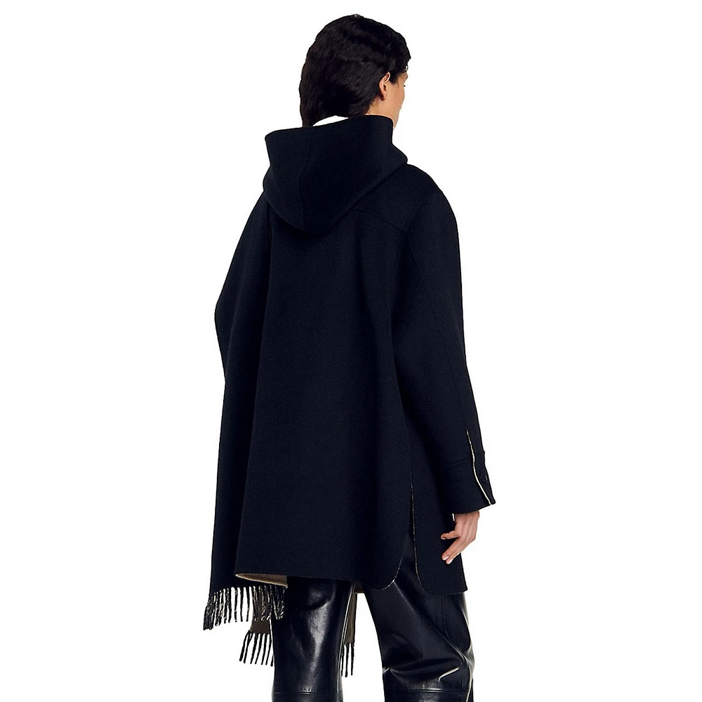 Jalen Two-Tone Wool Scarf Coat