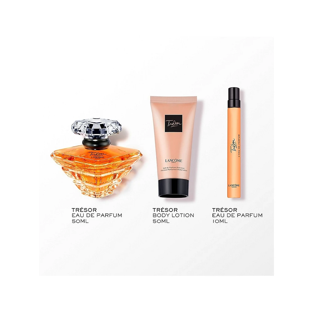 Trésor Eau De Parfum 3-Piece Holiday Set - Fragrance & Body Lotion With Apricot Blossom & Rose - $212 Value