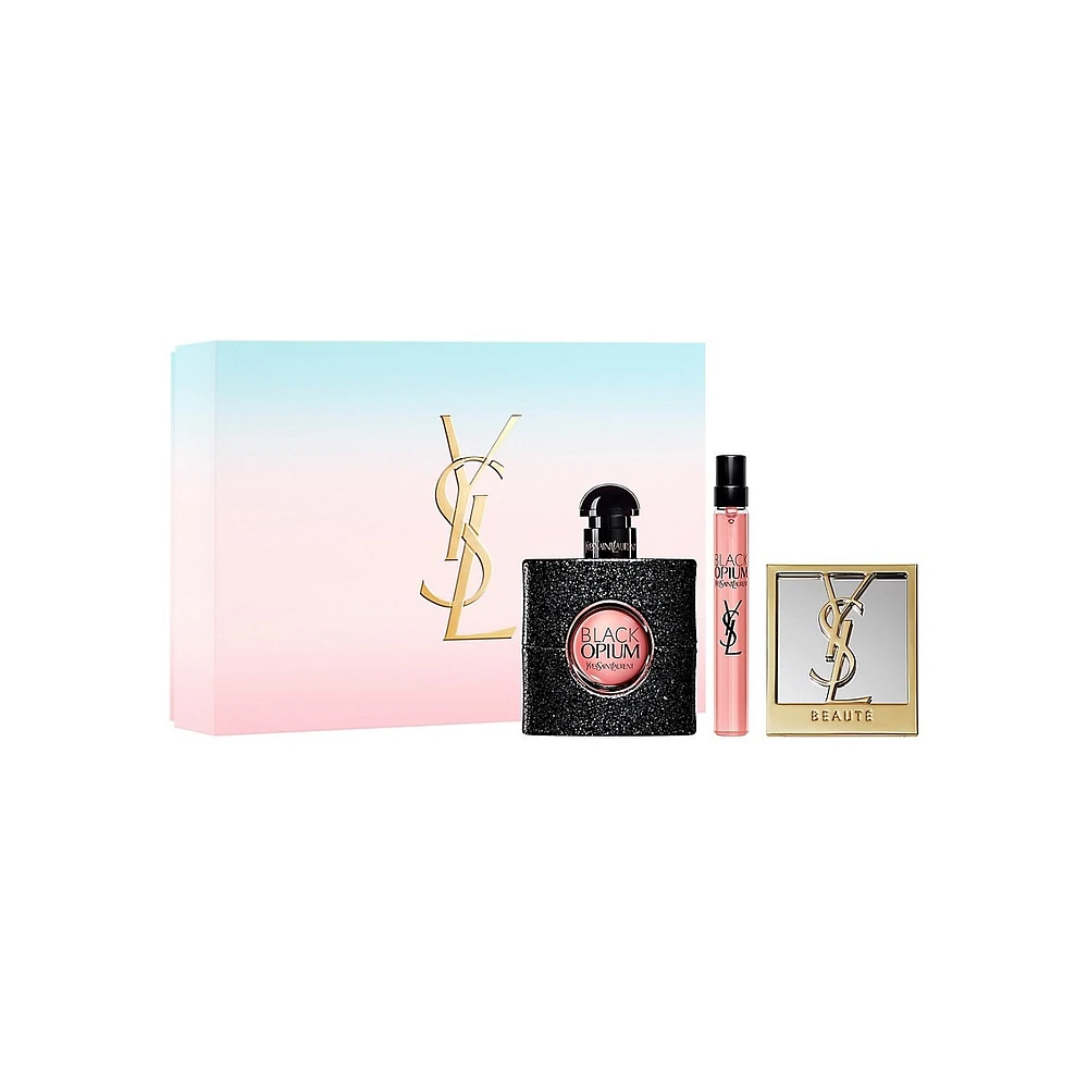 Ensemble-cadeau avec eau de parfum Black Opium et miroir, 3 pièces