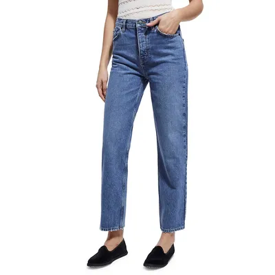 High-Waist Straight-Cut Cropped Jeans
